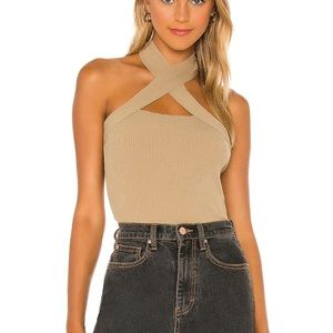 NWT Yvette Halter Top in Taupe